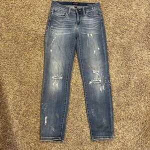 Judy Blue Shredding Up My Life Relaxed Fit Ankle Jeans  5/27 Midrise